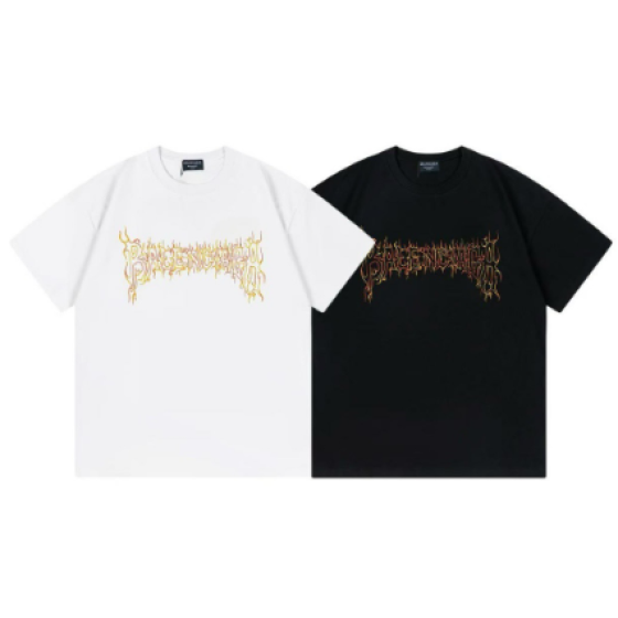 2025 Balenciaga Flame 🔥 Gothic Letter Print Short-Sleeve T-Shirt